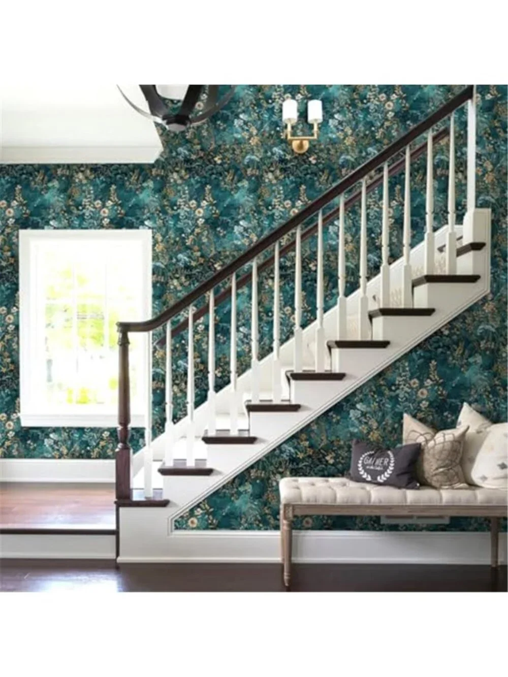 Green Floral Peel And Stick Wallpaper Vintage Botanical Removable Vinyl Decor